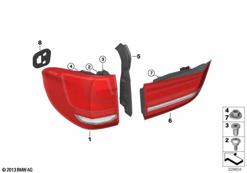 Porta per copertura modanatura fanale posteriore. OEM destro 63217342234 per BMW X5 F15, X5 M F85. BMW originale.