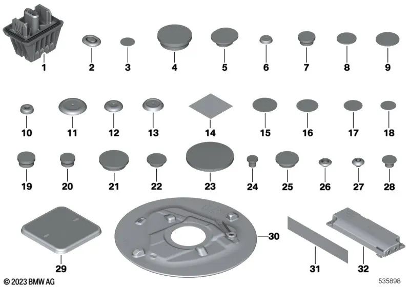 Lámina cobertora 50x50MM OEM 07147201962 para BMW Serie 1 E82, Serie 7 G70. Original BMW.