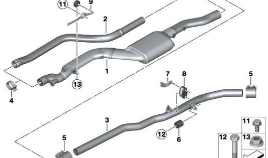 Suporte de escape à esquerda do OEM 18308519497 para BMW F07, F10, F11, F02. BMW original.