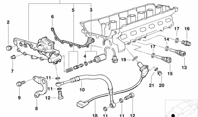 Supporto BMW 3 E36 E36, E46, serie 5 E34, E39, E60, E61, Serie 7 E38, E65, E66, X3 E83, X5 E53, Z4 E85 (OEM 11361436071). BMW originale