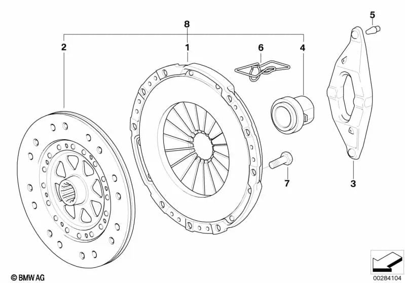 Juego de Piezas de Embrague para BMW Serie 5 E39, Serie 7 E38, Serie 8 E31, X5 E53 (OEM 21217528209). Original BMW