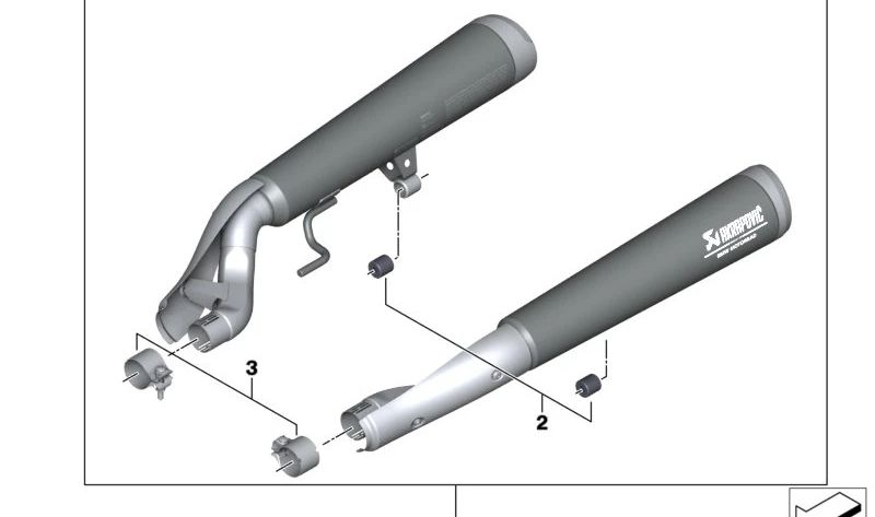 Silencioso deportivo cromado OEM 18515A657B6 para BMW Motorrad R 1200 GS (K50), R 1200 GS Adventure (K51), R 1250 GS (K50), y R 1250 GS Adventure (K51). Original BMW Motorrad.