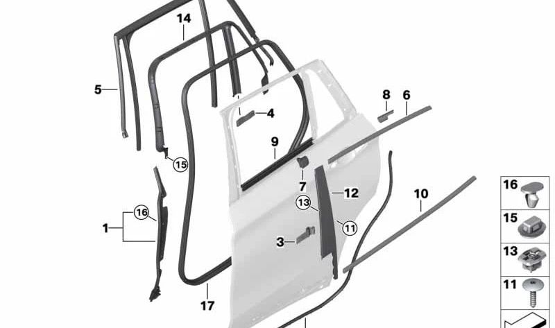 OUTDENDER COVER RIGHT TRACK WINDOW OEM 51357349662 FOR BMW F48, F48N. Original BMW.