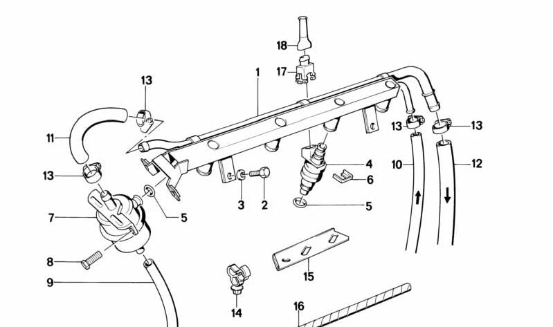 Inyector de combustible OEM 13641316511 para BMW E30 M3 (modelos M31001, M31005, M31007). Original BMW.