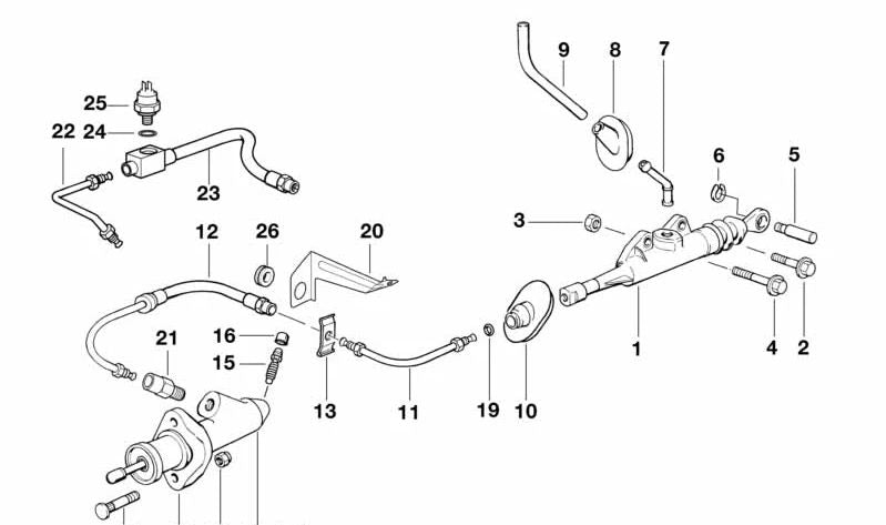 Cilindro maestro de embrague para BMW Serie 3 E36 (OEM 21526758820). Original BMW