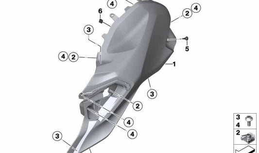 Cubierta de depósito pieza bruta izquierda OEM 46637922109 para motos BMW G 310 GS. Original BMW Motorrad.
