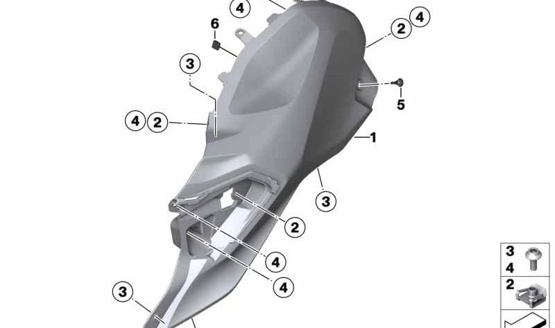 Cubierta depósito izquierda en bruto OEM 46631540637 para moto BMW G 310 GS (K02, 2016-2020). Original BMW Motorrad.
