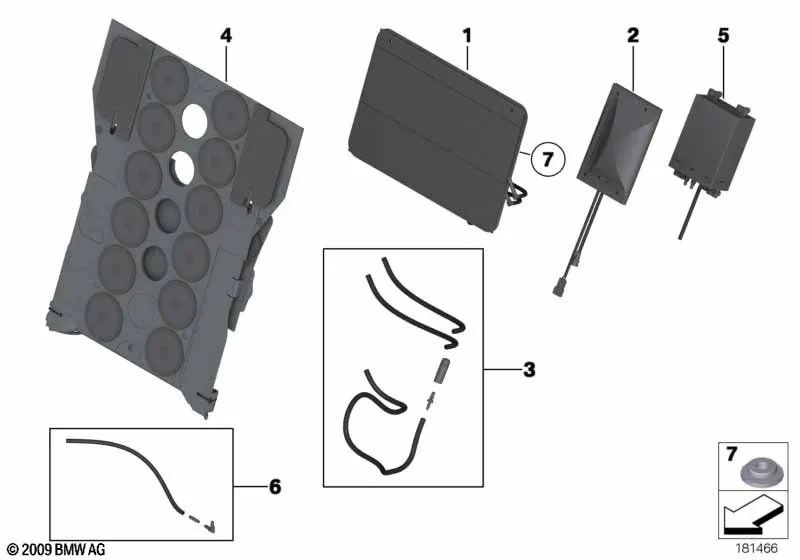 Juego de mangueras para estera de masaje trasera OEM 52209181845 para BMW Serie 7 F01, F02, F03, F04 Hybrid... y más. Original BMW.