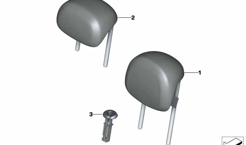 Apoyacabezas de cuero gris satinado OEM 52207939719 para MINI F56, F55, Clubman F54, Countryman F60... y más. Original MINI.