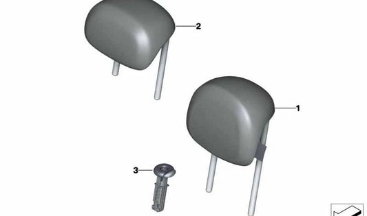 Apoyacabezas de cuero negro OEM 52207400720 para MINI F56, F55, Clubman F54, Countryman F60... y más. Original MINI.