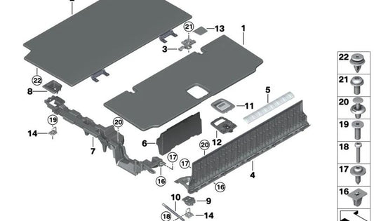 Tapa embellecedora bisagra repisa OEM 51475A09388 para BMW X3 G01, X4 G02. Original BMW.