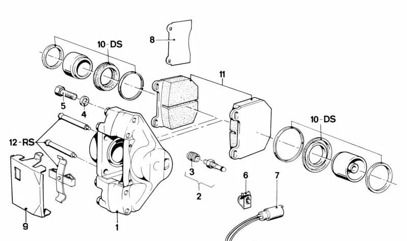Grampo de freio dianteiro direito sem pílulas OEM 34111150254 para BMW E21 {315, 318, 320} Compatível com modelos feitos entre 1975 e 1983. Substituição original BMW.