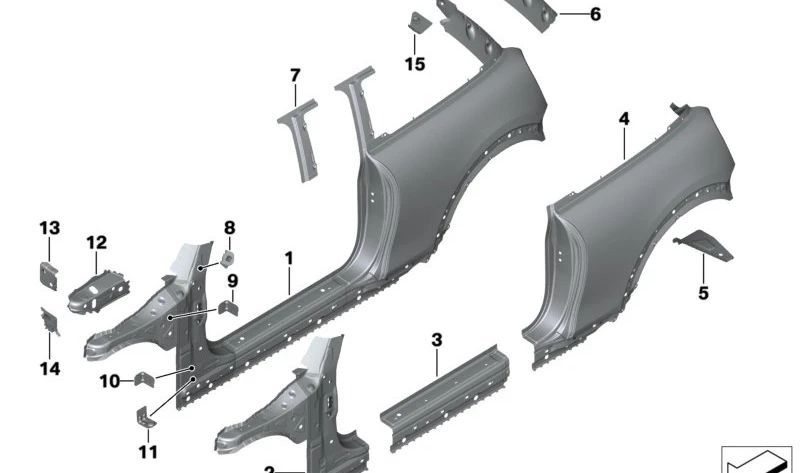 Soporte lateral superior derecho OEM 41007389472 para MINI F55, F56, F57, F65, F66, F67, F54. Pieza original MINI.