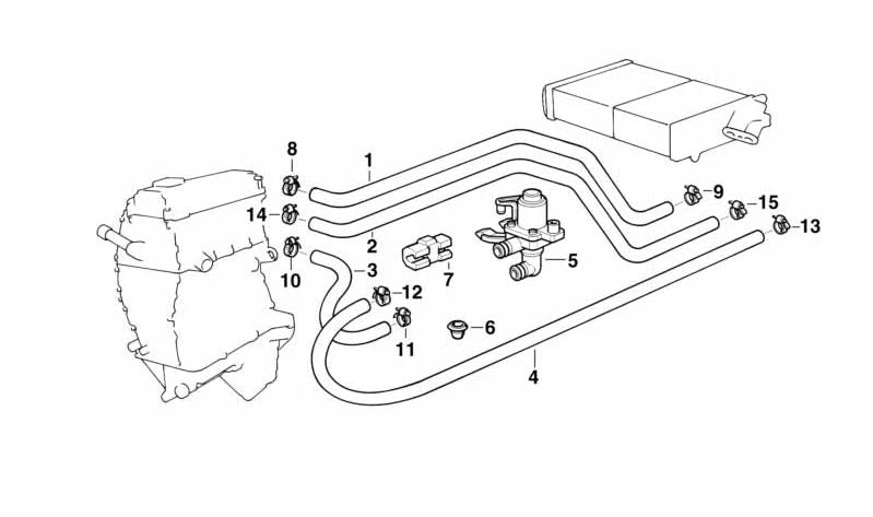 Manguera de calefacción OEM 64218390215 para BMW E36 (316i, 318i, 320i, 323i, 325i, 328i, M3). Original BMW