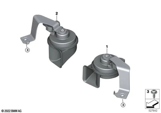 Electronic loud horn for BMW G80, G81, G82, G83 (OEM 61337873355). Original BMW