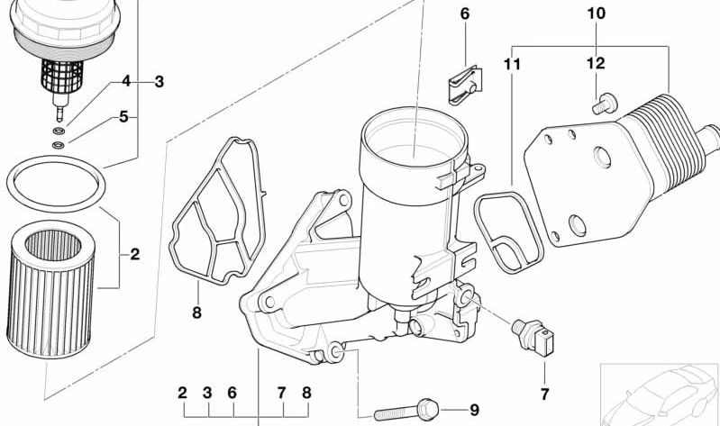 Anel de vedação para BMW E87, E46, E90, E91, E92, E93, E39, E60, E61, F07, F10, F11, E65, F01, F02, E83, E70, E71 (OEM 11420006836). BMW original