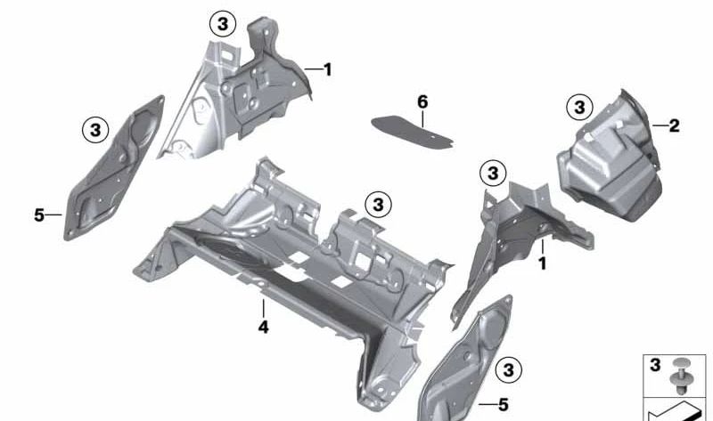 Isolation acoustique Trunk droit pour BMW F26 (OEM 51487337596). BMW d'origine