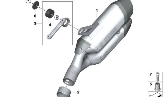 Silenciador adicional OEM 18519446014 para BMW Motorrad R1300 GS, R1300 GS Adv., R1300 R, R1300 RS. Original BMW Motorrad.