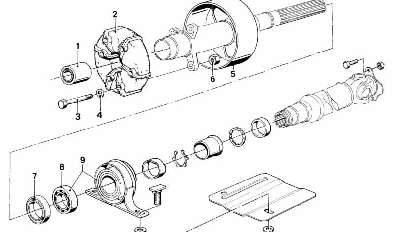 Rolamentos centrais para BMW 5 E12 E128, E28, 6 E24 (OEM 26121209532). BMW original