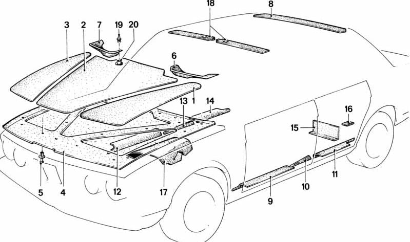 Almohadilla de Amortiguación Medianera para BMW Serie 5 E28 (OEM 51481881592). Original BMW