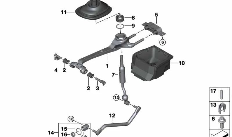 Rod de troca OEM 25117605094 para BMW F20, F21, F22, F30, F31, F34, F36, G29. Compatível com modelos com mudança manual. BMW original sobressalente.
