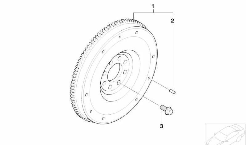 Volante motor OEM 11227535599 para MINI R50 (One, Cooper) y R52 (Cooper). Compatible con motores W10 manual y automático. Original MINI.
