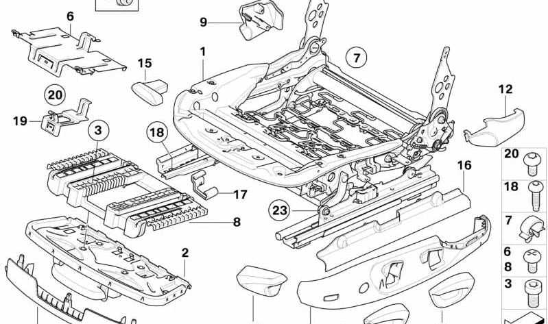 Linksseite verschönert des Sitzes 52107118483 für BMW E87, E90, E91, E84, F25, F26. Original BMW