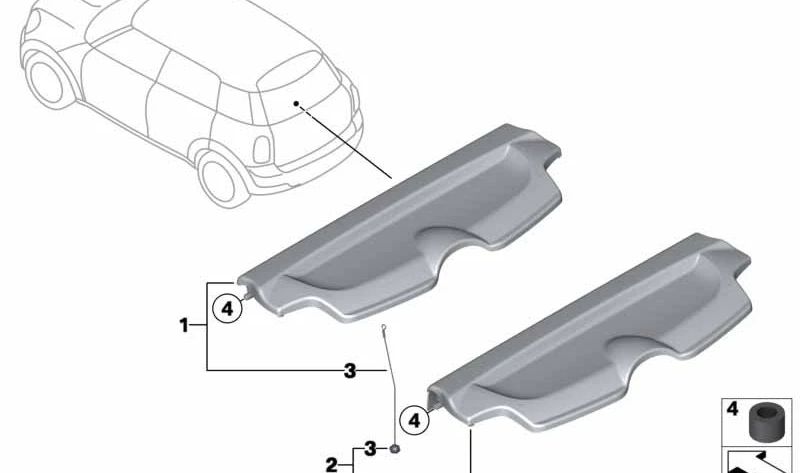 Cuerda de sujeción para bandeja maletero OEM 51479806066 para MINI R60 (Cooper, Cooper ALL4, Cooper D) de 2010 a 2016. Original MINI.
