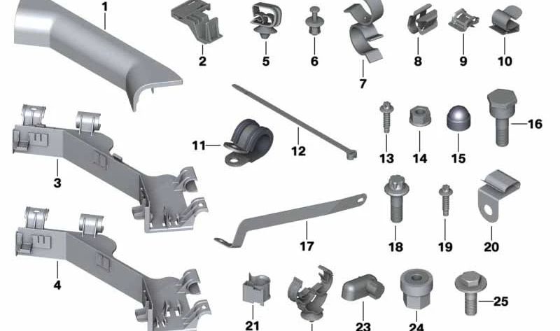 Guía de cableado OEM 12527519151 para BMW E60, E60N, E61, E61N, E63. Pieza original BMW para sujeción y canalización de cables en el motor. Repuesto genuino y compatible con modelos indicados.