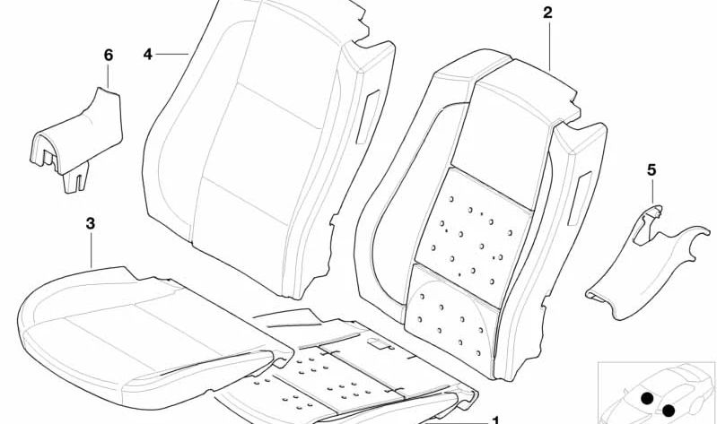 Funda de cuero para respaldo izquierdo OEM 52107155535 para BMW E46. Original BMW.