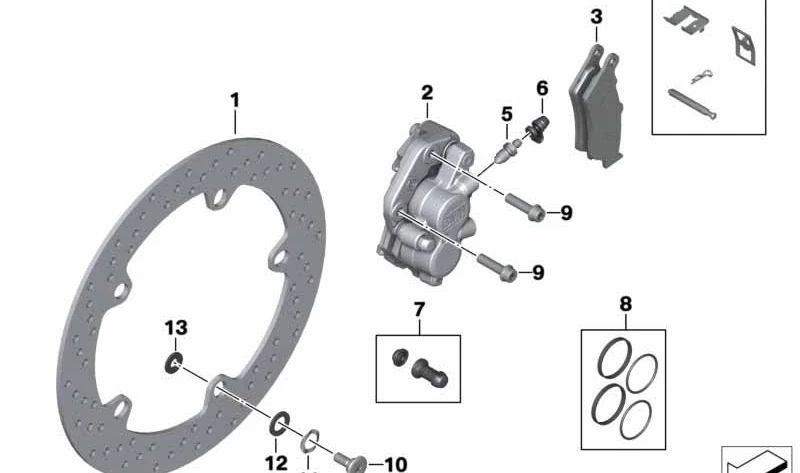 Disco de freno delantero OEM 34117697387 para motos BMW R1200GS, R1250GS, F850GS... y más. Original BMW Motorrad.