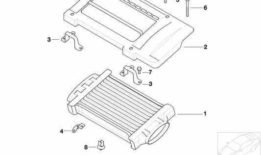 Placa junta para refrigerador de aire de carga OEM 11651524539 para MINI Cooper S R52, R53... y más. Original MINI.