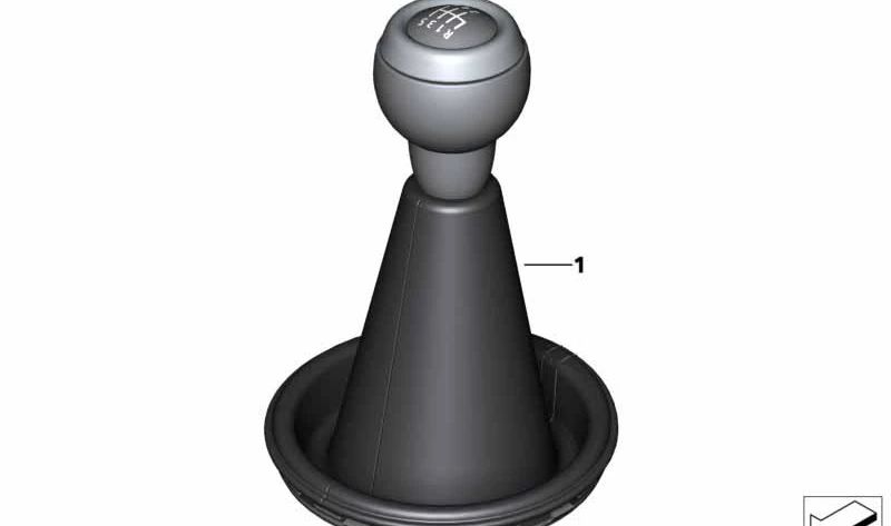 Pomo de cambio de marchas en piel con embellecedor cromado 6 velocidades OEM 25117606376 para MINI R55, R56, R57, R58, R59. Original MINI.