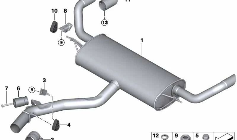 Silencioso trasero OEM 18307807745 para BMW E71. Original BMW.