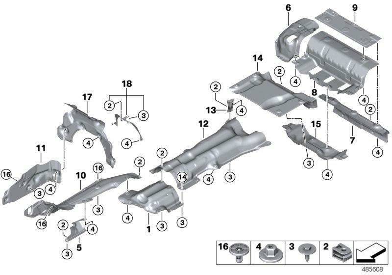 Aislante térmico trasero derecho OEM 51487340826 para BMW G30, G31, G32. Original BMW.