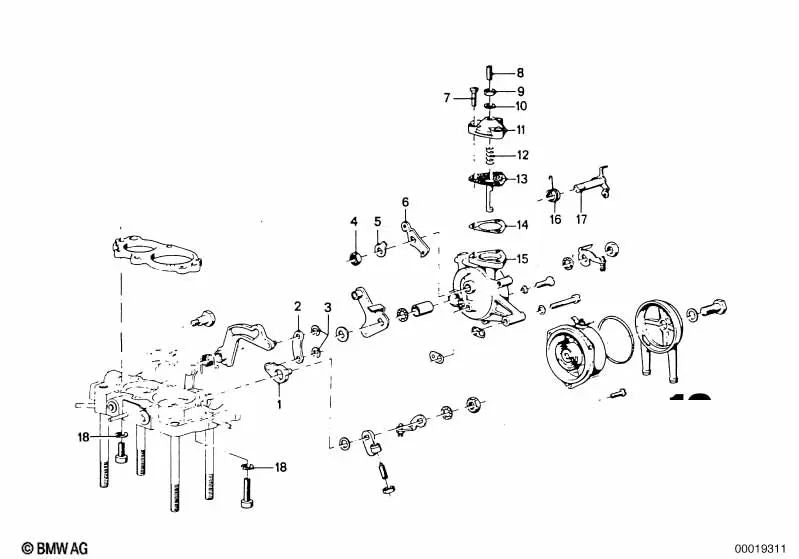 Membrana para BMW Serie 5 E12 (OEM 13111257195). Original BMW.