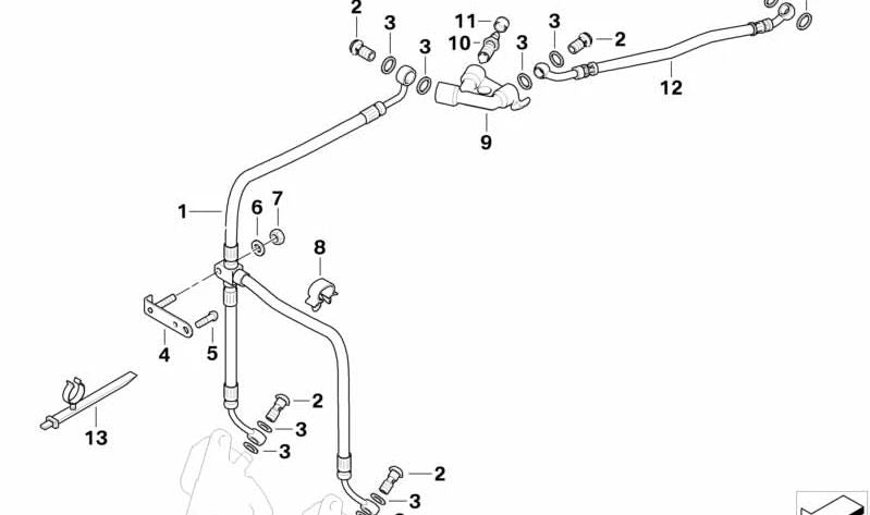 Tubo flexible de freno delantero OEM 34327677198 para BMW R1150GS, R1150GS Adventure. Original BMW Motorrad.
