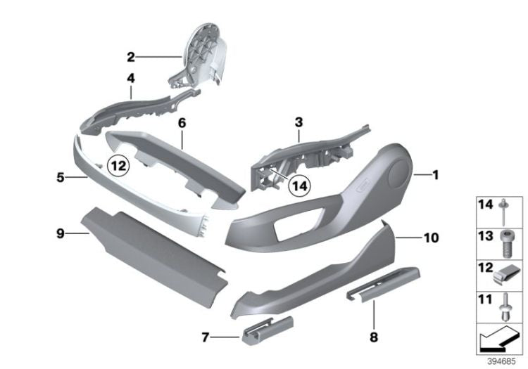 Tornillo cilíndrico M5X10 OEM 07149156954 para BMW E60, F10, E65, F01, X5 E70 LCI, X6 E71... y más. Original BMW.