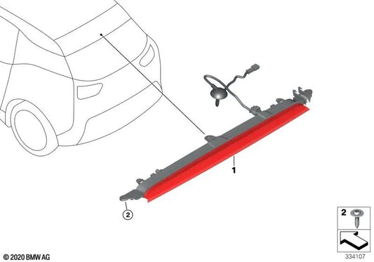 Tercera luz de freno trasera OEM 63257304040 para BMW i3 I01, i3 I01 LCI. Original BMW.
