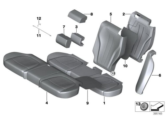 Tapizado de asiento básico en cuero Terra OEM 52207353350 para BMW X5 F15 (08/2012 - 06/2018). Original BMW.