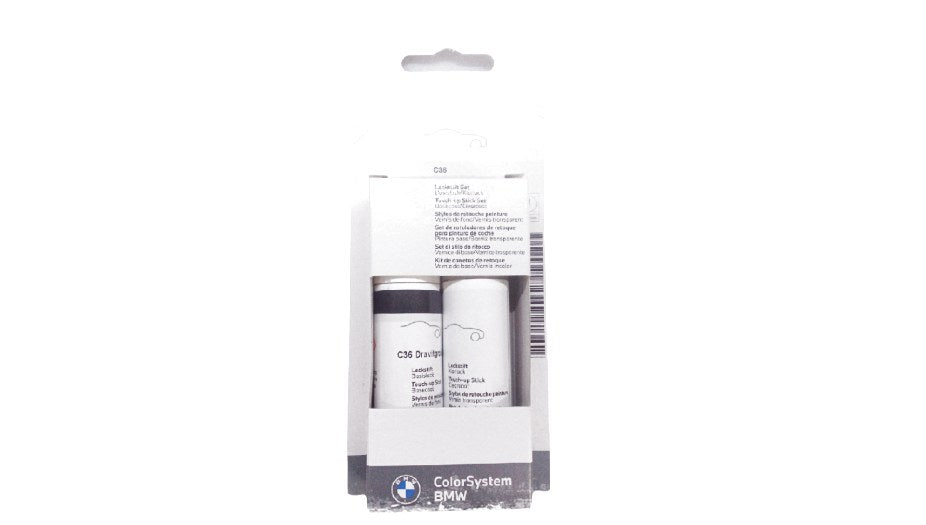 Set de pintura en lápiz retocar color Dravitgrau metalizado OEM 51915A33C83 para BMW F20, F21, F22, F23, F30, F31, F32, F33, F34, F36, G20, G21, G30, G31, X3 G01, X4 G02, X5 G05, X6 G06. Original BMW.
