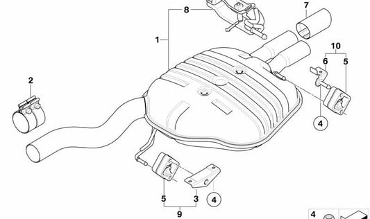 Silencioso trasero OEM 18307541720 para BMW E61. Original BMW.
