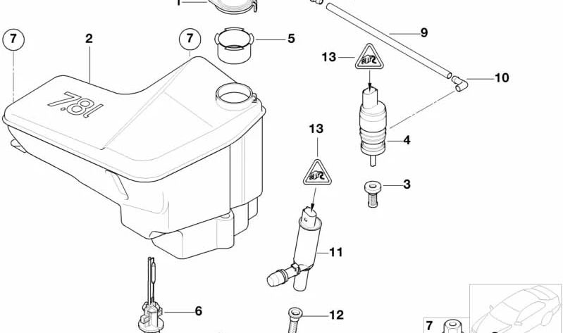 OEM filling plug 6167375587 for BMW F52, F45, F46, E30, E60, E61, E63, E64, F48, F49, F39, E83, G01, G08, F97, G02, F98, E53, G05, G18, F95, F95, G06, F96, G07, E89, I01. Original BMW.