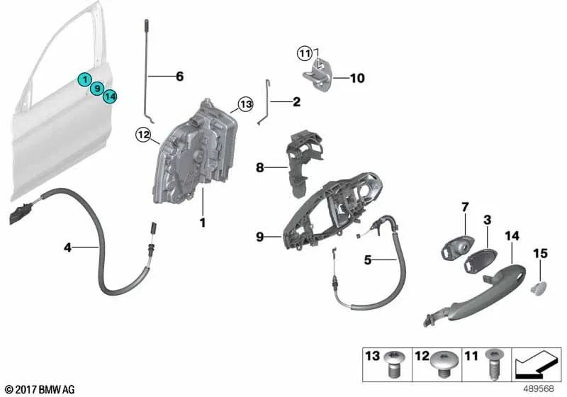 Links außen bemaltes Türgriff für BMW X3 G01, G08, X4 G02 (OEM 51218492075). Original BMW.