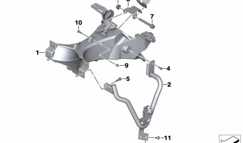 Rechte laterale Beschichtungsunterstützung OEM 46637672200 für Moto BMW R 1200 ST (K28) 2005-2007. Originaler BMW Motorrad.