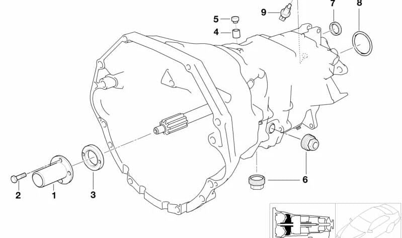 Guide d'embrayage OEM 23111282404 pour BMW E36 (M3) et E34 (M5). Compatible avec les modèles: E36 M3 (BG91, BG92, BK91, BK92, CD91, CD92, CD98) et E34 M5 (HC91, HC92, HJ91). BMW d'origine.