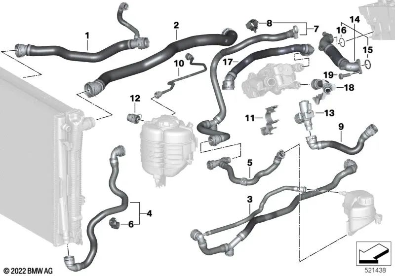 Manguera Enfriador de Refrigerante para BMW Z4 G29 (OEM 17128653610). Original BMW