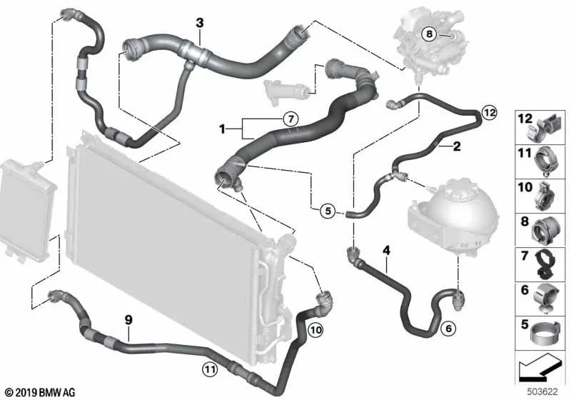 Radiator-As Expansion Tube pour BMW F20N, F21N, F22, F23, F30N, F31N, F35N, F32, F36 (OEM 17127647293). BMW d'origine