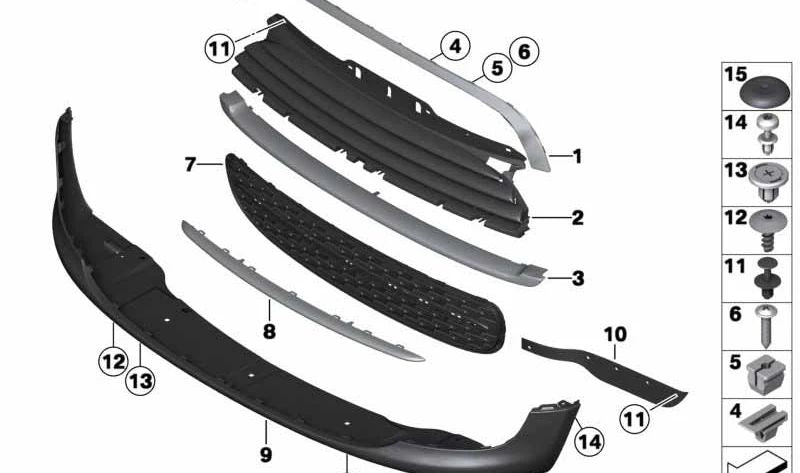 Deflector de aire delantero izquierdo OEM 51117250779 para MINI R55, R56, R57, R58, R59. Original MINI.