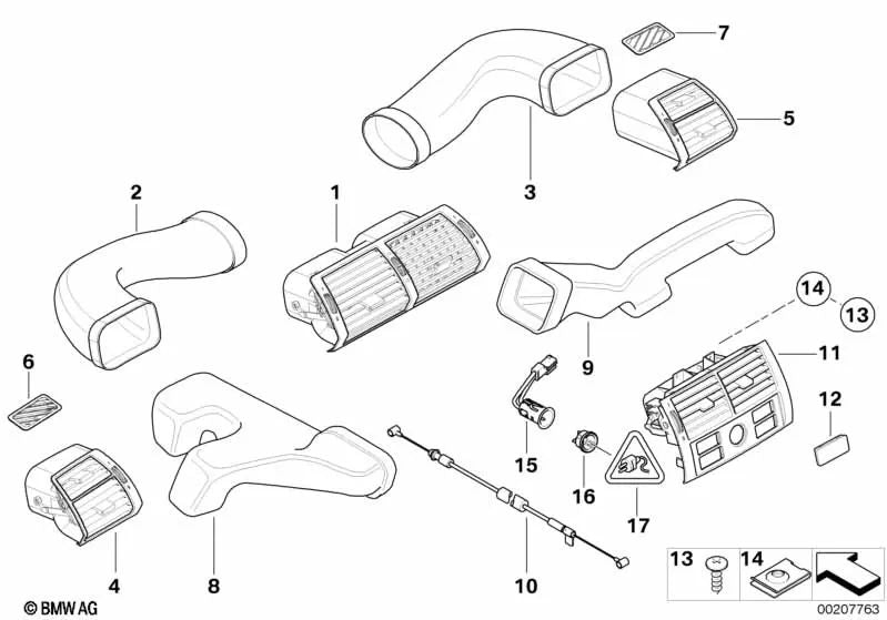 Grid del canale di scongelamento sinistro per BMW E53 (OEM 64228402219). BMW originale